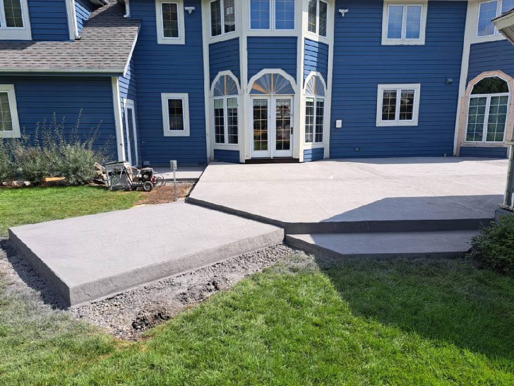 finished concrete patio view